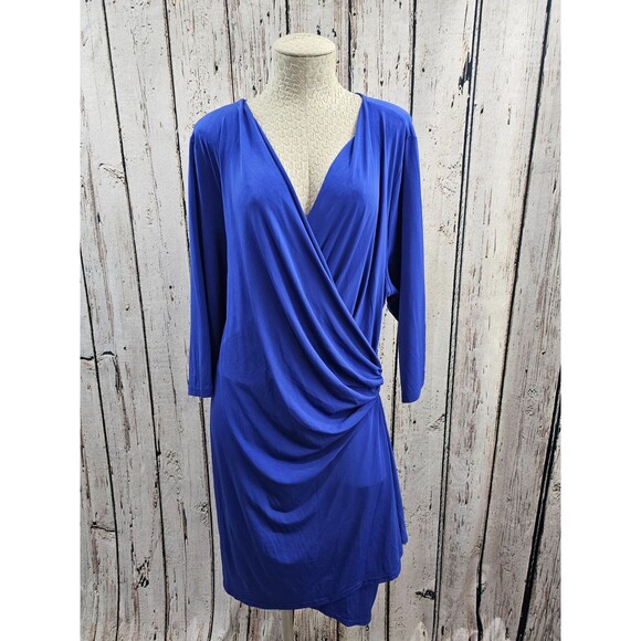 ALK Women's 1X Spenser Jeremy Surplice Wrap Style Blue Formal Dress Gown NEW NWT - Picture 2 of 11